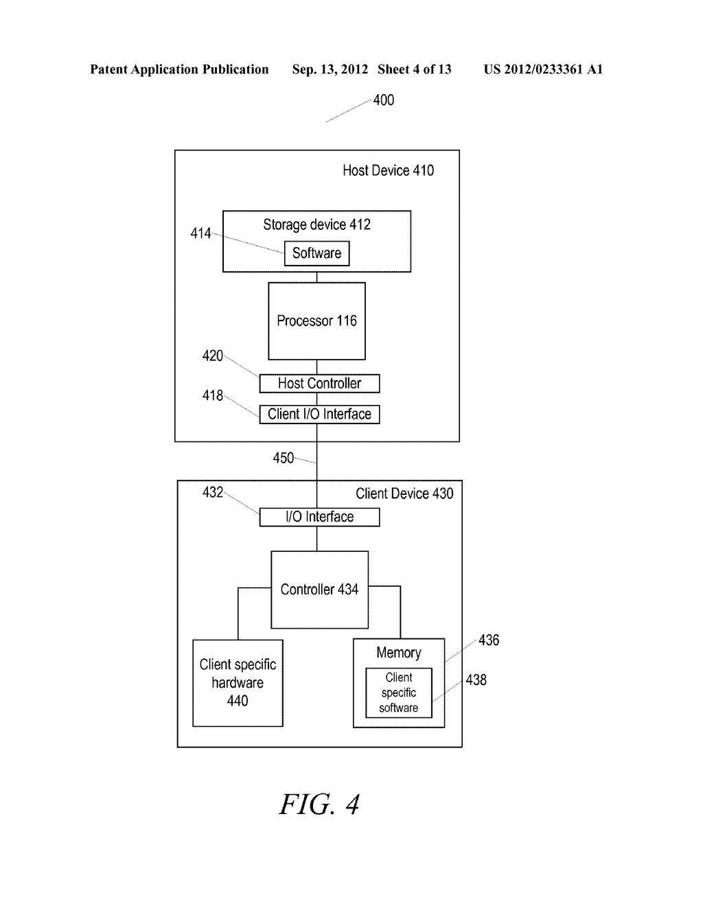 HOST DEVICE SUSPENDING COMMUNICATION LINK TO CLIENT DEVICE BASED ON CLIENT     DEVICE NOTIFICATION - diagram, schematic, and image 05