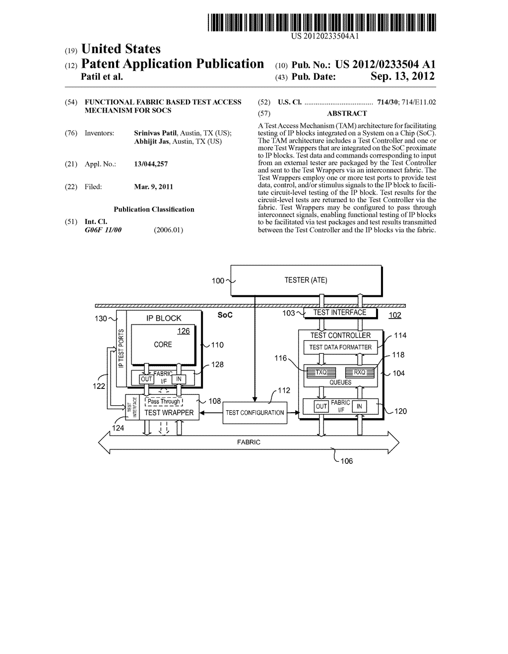 FUNCTIONAL FABRIC BASED TEST ACCESS MECHANISM FOR SOCS - diagram, schematic, and image 01