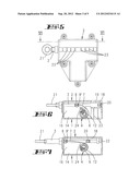 Operating element movable back and forth by traction elements wound in     opposite directions on winding bodies diagram and image