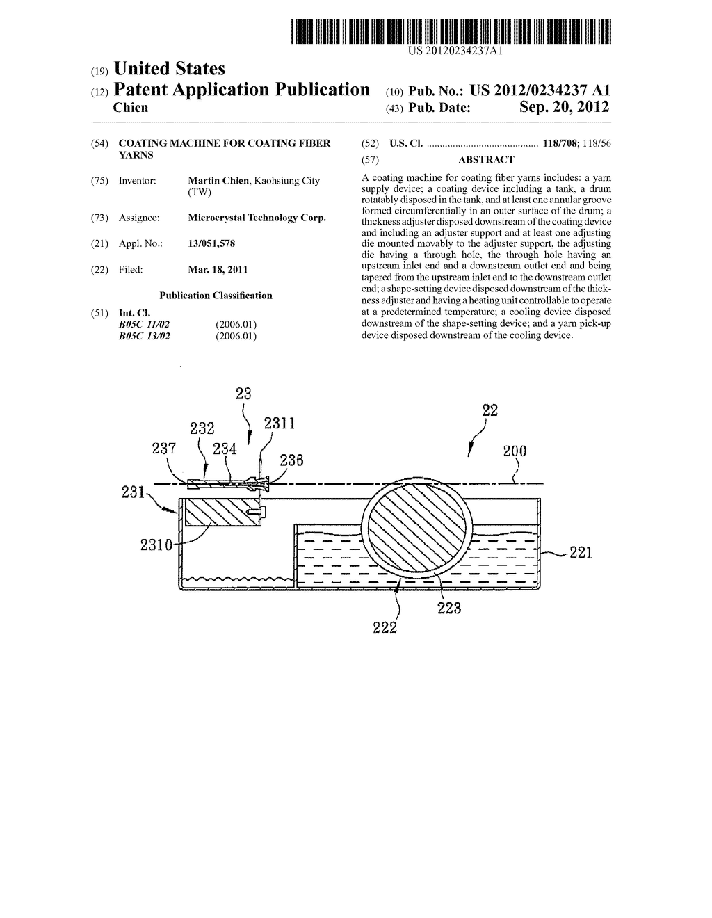 COATING MACHINE FOR COATING FIBER YARNS - diagram, schematic, and image 01