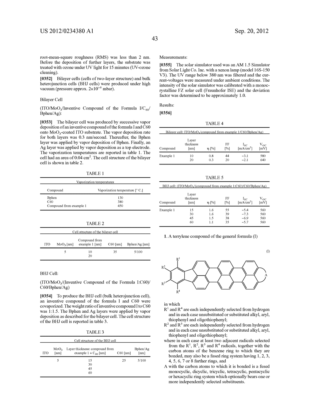 TERRYLENE COMPOUNDS, PREPARATION THEREOF AND USE THEREOF IN ORGANIC SOLAR     CELLS - diagram, schematic, and image 45