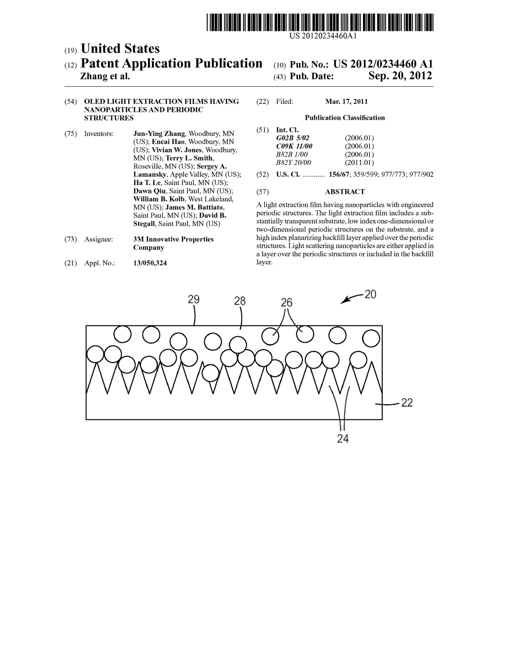 OLED LIGHT EXTRACTION FILMS HAVING NANOPARTICLES AND PERIODIC STRUCTURES - diagram, schematic, and image 01