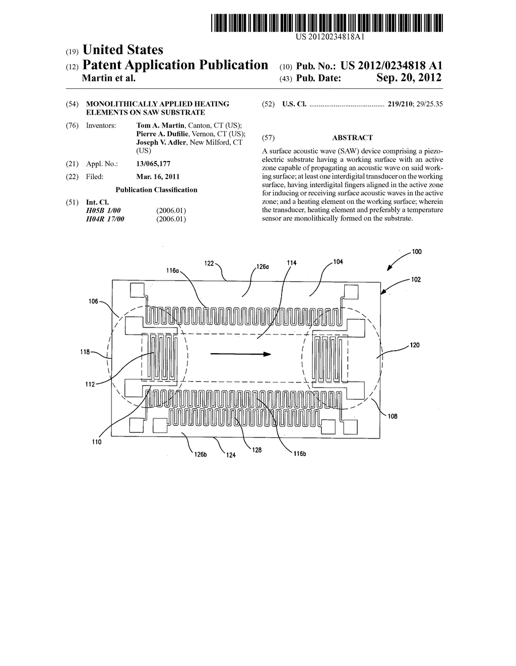 Monolithically applied heating elements on saw substrate - diagram, schematic, and image 01