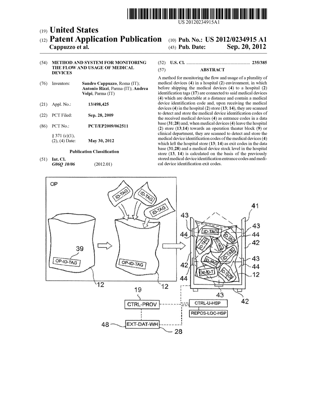 METHOD AND SYSTEM FOR MONITORING THE FLOW AND USAGE OF MEDICAL DEVICES - diagram, schematic, and image 01