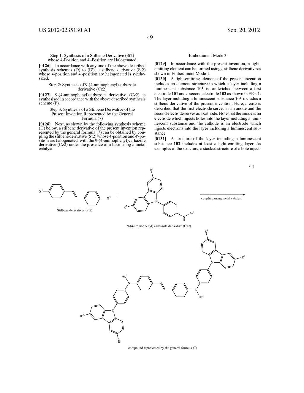 Stilbene Derivatives, Light-Emitting Element and Light-Emitting Device - diagram, schematic, and image 81