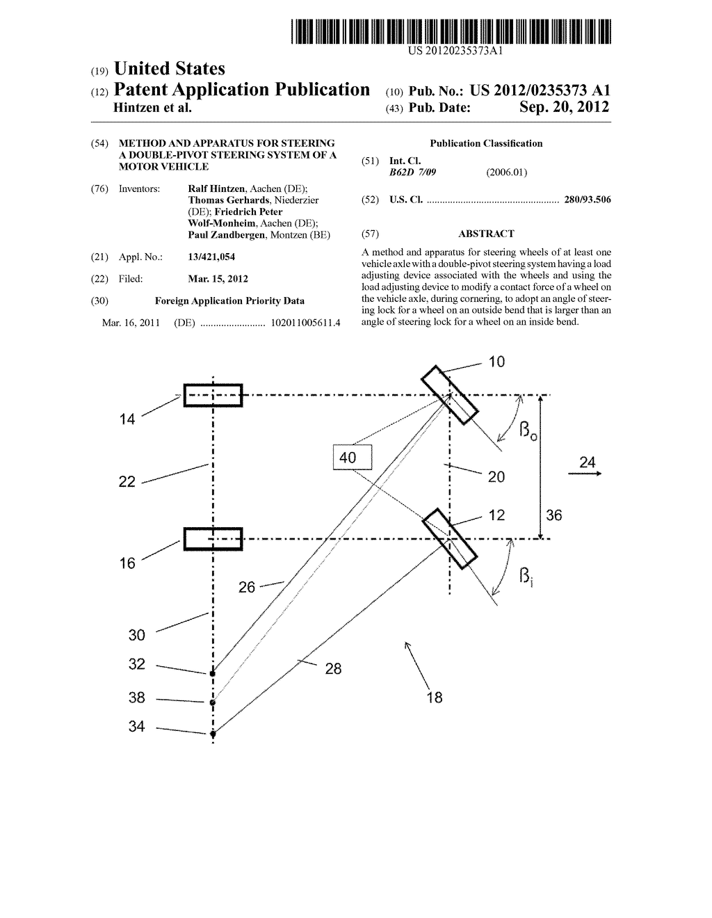 METHOD AND APPARATUS FOR STEERING A DOUBLE-PIVOT STEERING SYSTEM OF A     MOTOR VEHICLE - diagram, schematic, and image 01