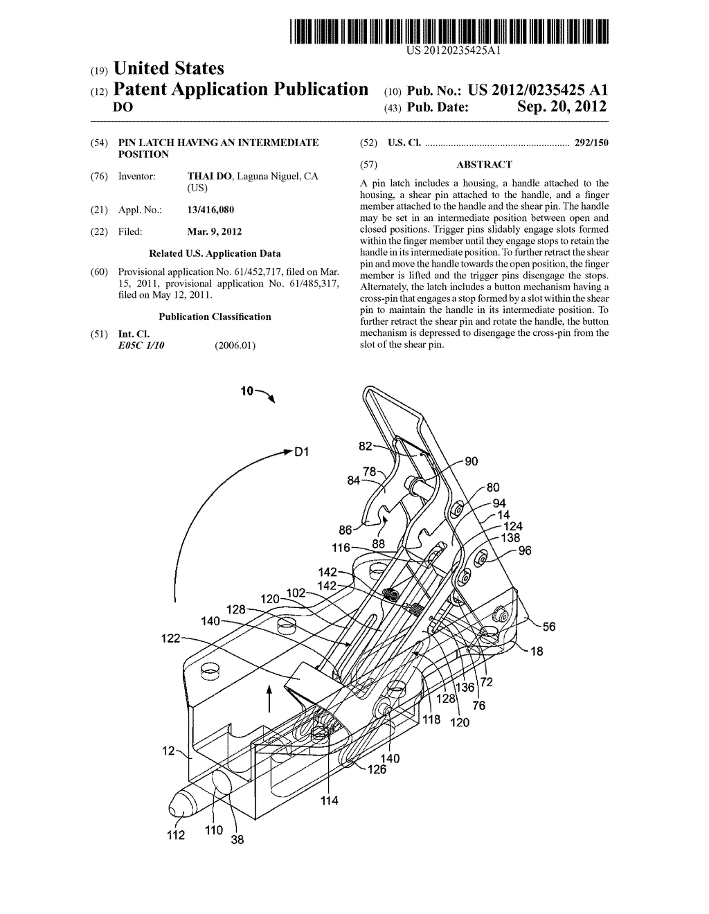 PIN LATCH HAVING AN INTERMEDIATE POSITION - diagram, schematic, and image 01