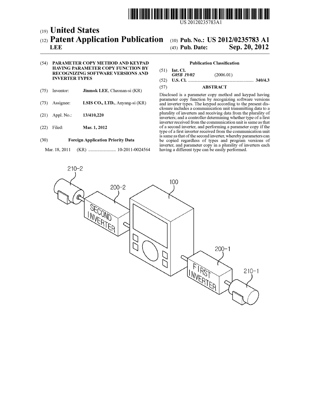 PARAMETER COPY METHOD AND KEYPAD HAVING PARAMETER COPY FUNCTION BY     RECOGNIZING SOFTWARE VERSIONS AND INVERTER TYPES - diagram, schematic, and image 01