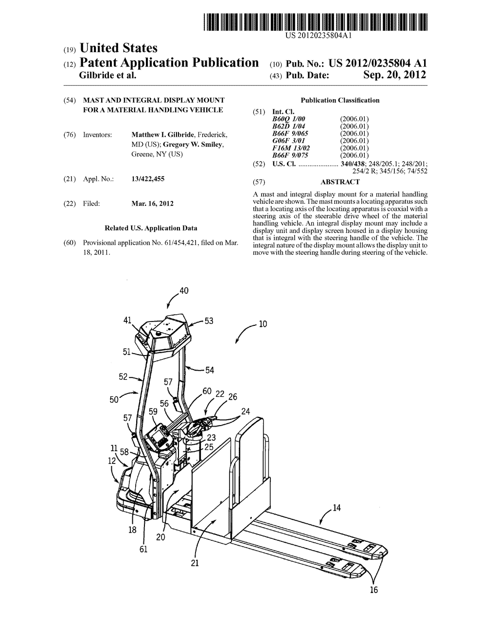 MAST AND INTEGRAL DISPLAY MOUNT FOR A MATERIAL HANDLING VEHICLE - diagram, schematic, and image 01