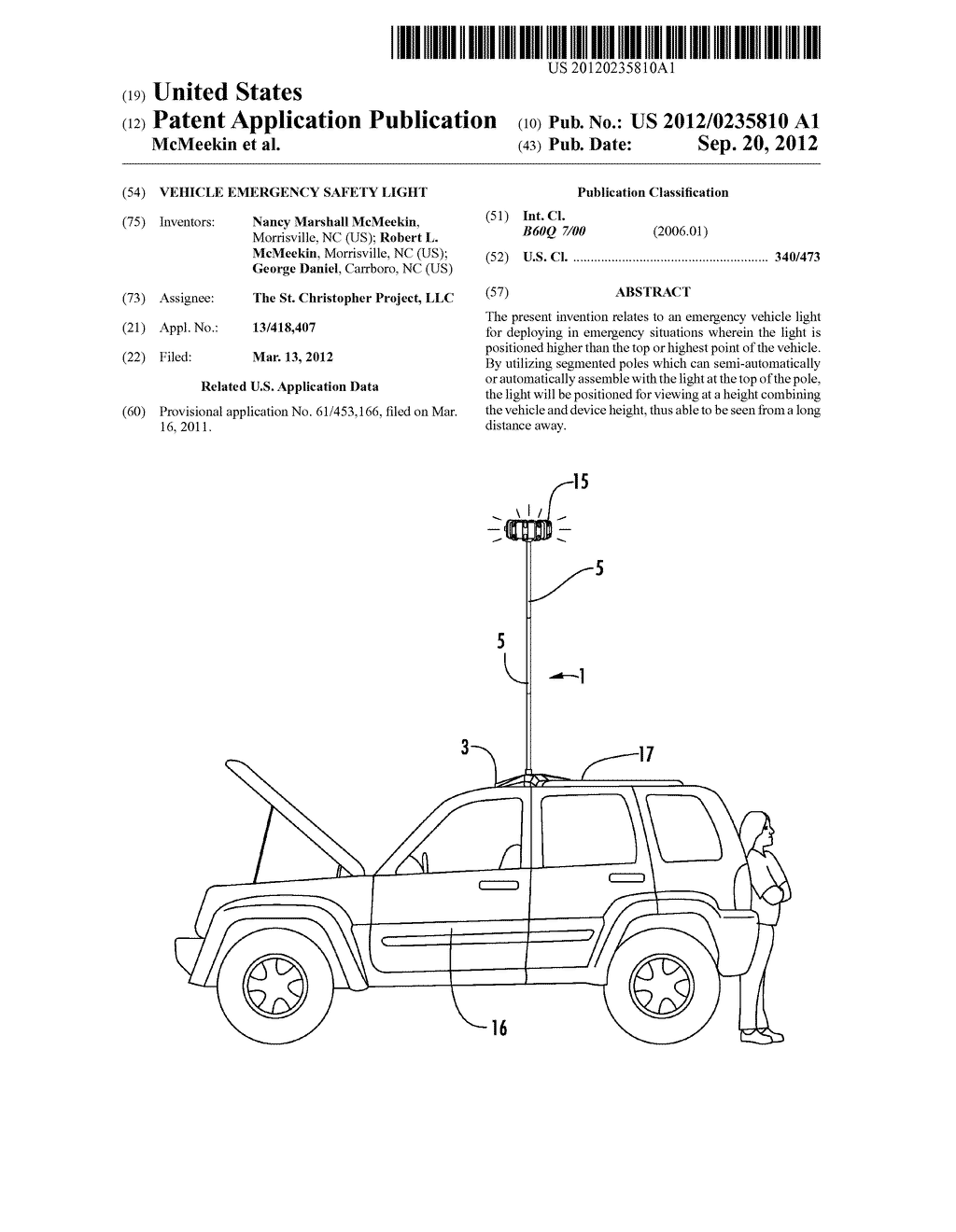 VEHICLE EMERGENCY SAFETY LIGHT - diagram, schematic, and image 01