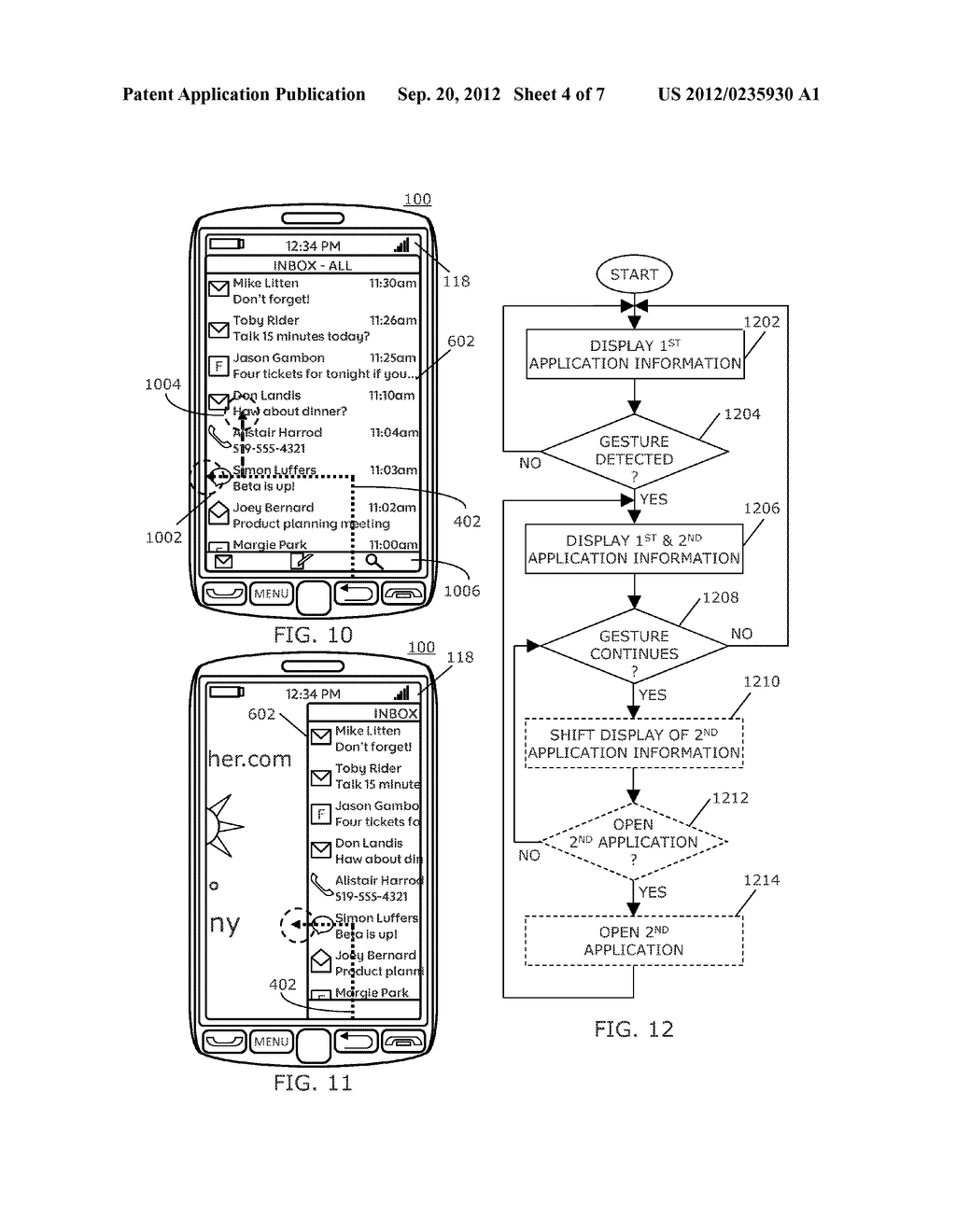 ELECTRONIC DEVICE AND METHOD OF DISPLAYING INFORMATION IN RESPONSE TO A     GESTURE - diagram, schematic, and image 05