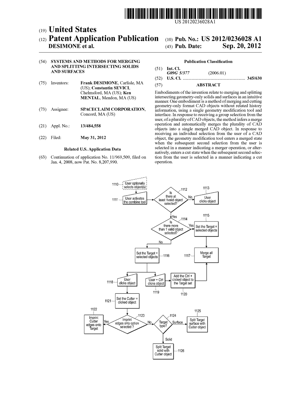 SYSTEMS AND METHODS FOR MERGING AND SPLITTING INTERSECTING SOLIDS AND     SURFACES - diagram, schematic, and image 01