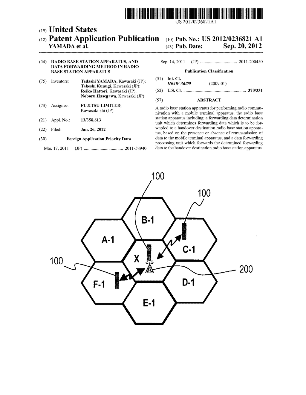 RADIO BASE STATION APPARATUS, AND DATA FORWARDING METHOD IN RADIO BASE     STATION APPARATUS - diagram, schematic, and image 01