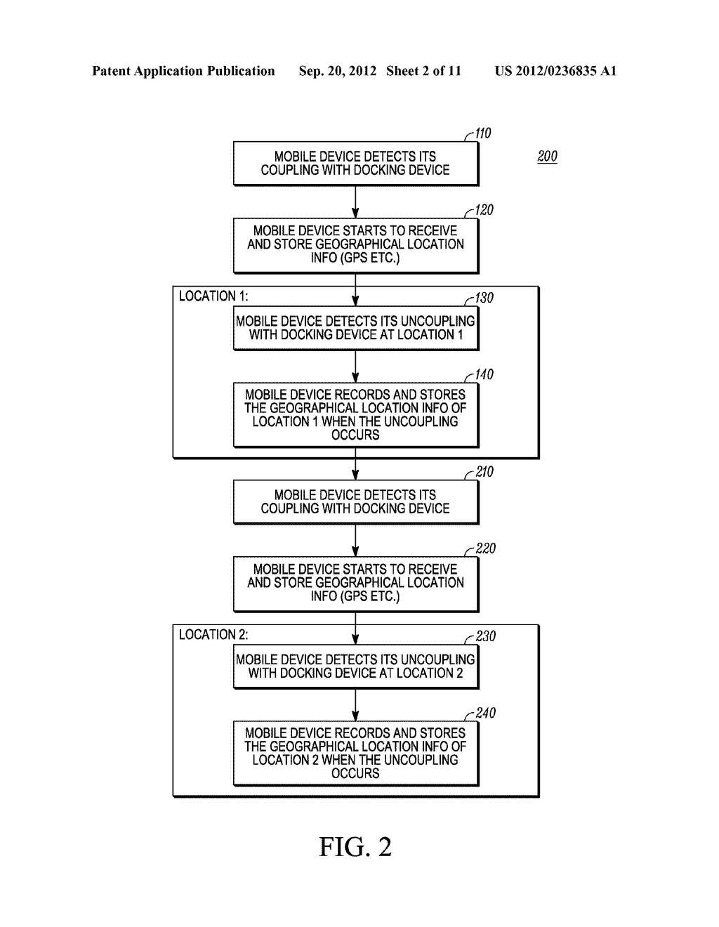 METHOD AND SYSTEM FOR RECORDING A GEOGRAPHICAL LOCATION FROM A MOBILE     COMMUNICATION DEVICE - diagram, schematic, and image 03