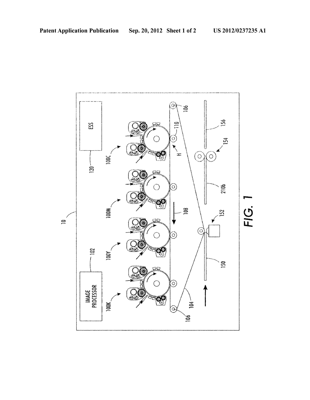 XEROGRAPHIC COLOR IMAGE FORMING MACHINE  HAVING MARKING ENGINES WITH BOTH     LOW GLOSS AND HIGH GLOSS DEVELOPERS - diagram, schematic, and image 02