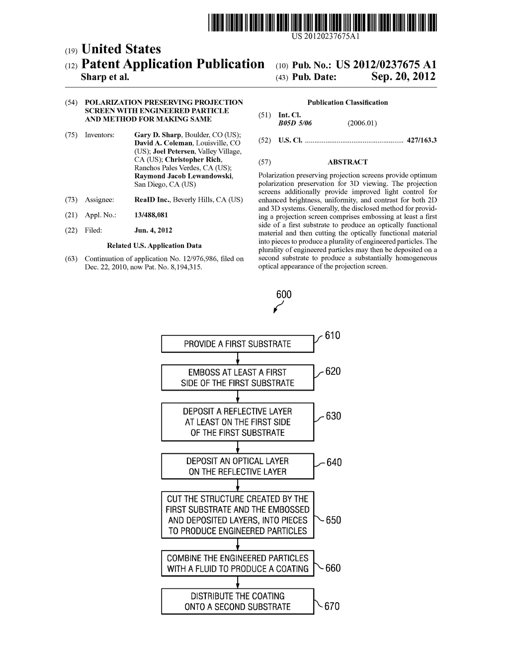 Polarization preserving projection screen with engineered particle and     method for making same - diagram, schematic, and image 01