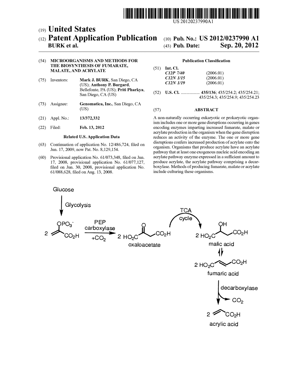 MICROORGANISMS AND METHODS FOR THE BIOSYNTHESIS OF FUMARATE, MALATE, AND     ACRYLATE - diagram, schematic, and image 01