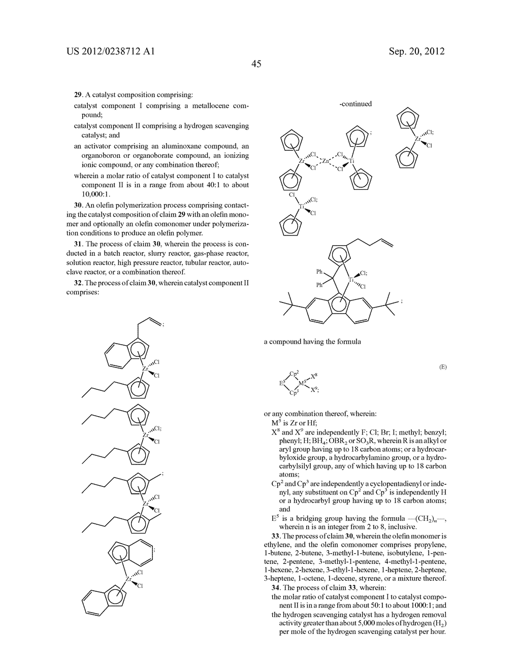 USE OF HYDROGEN SCAVENGING CATALYSTS TO CONTROL POLYMER MOLECULAR WEIGHT     AND HYDROGEN LEVELS IN A POLYMERIZATION REACTOR - diagram, schematic, and image 47