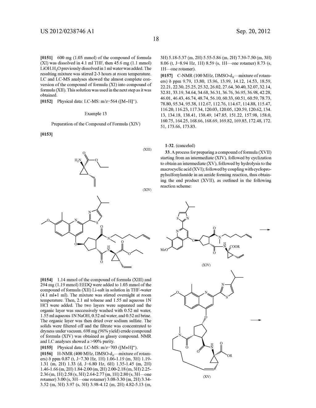 Processes and Intermediates for Preparing a Macrocyclic Protease Inhibitor     of HCV - diagram, schematic, and image 19