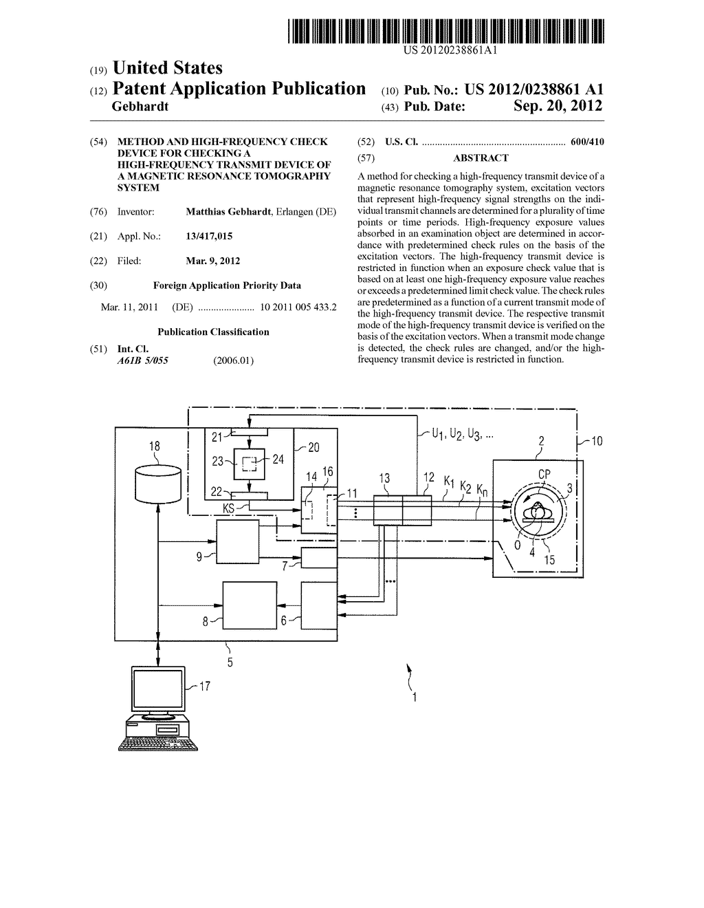 METHOD AND HIGH-FREQUENCY CHECK DEVICE FOR CHECKING A HIGH-FREQUENCY     TRANSMIT DEVICE OF A MAGNETIC RESONANCE TOMOGRAPHY SYSTEM - diagram, schematic, and image 01