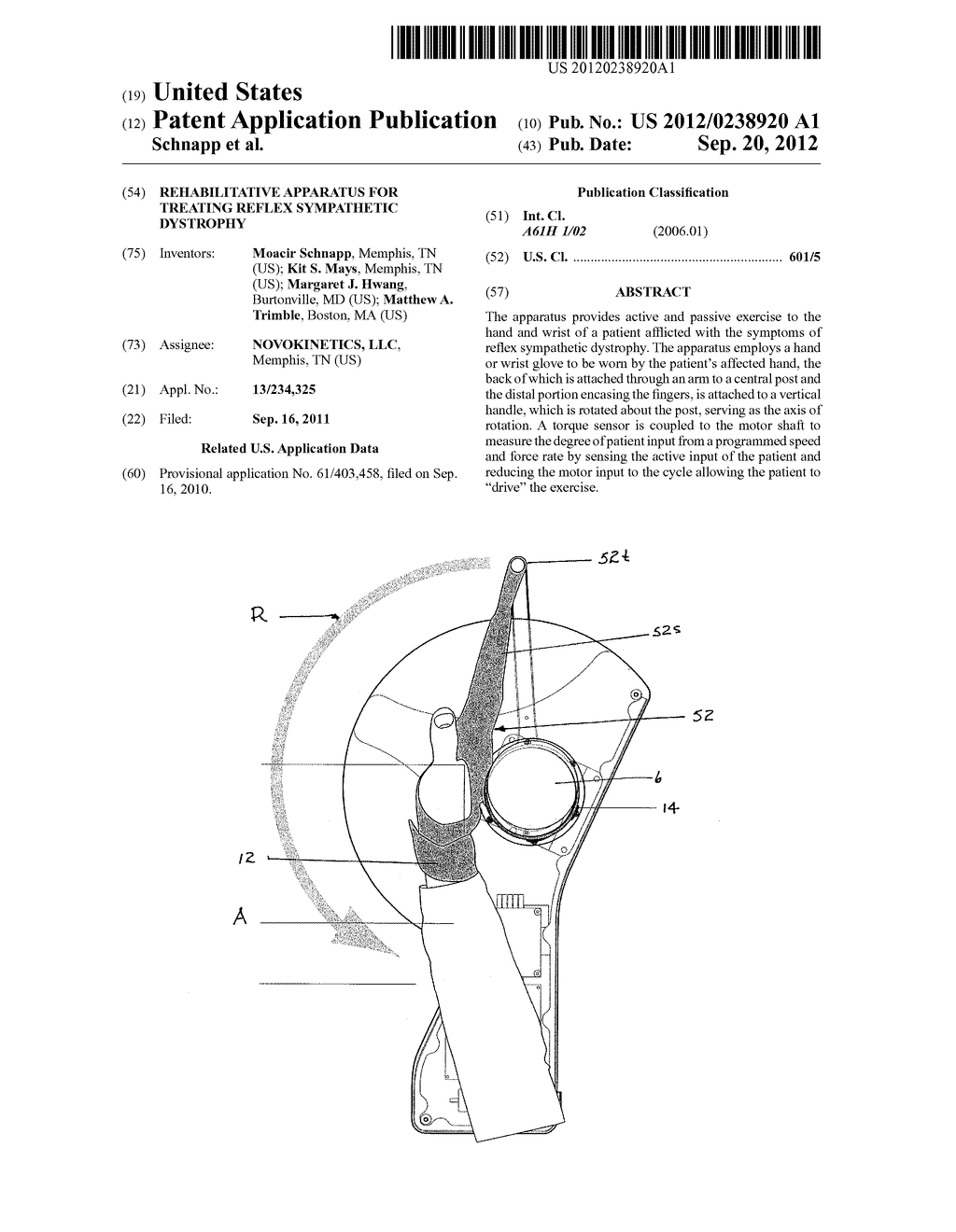 REHABILITATIVE APPARATUS FOR TREATING REFLEX SYMPATHETIC DYSTROPHY - diagram, schematic, and image 01