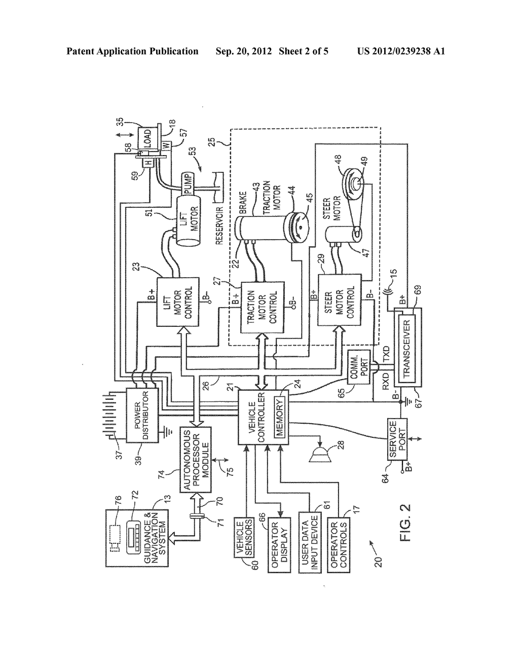 COMMUNICATION TECHNIQUE BY WHICH AN AUTONOMOUS GUIDANCE SYSTEM CONTROLS AN     INDUSTRIAL VEHICLE - diagram, schematic, and image 03