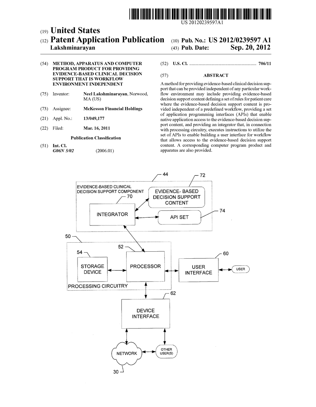 METHOD, APPARATUS AND COMPUTER PROGRAM PRODUCT FOR PROVIDING     EVIDENCE-BASED CLINICAL DECISION SUPPORT THAT IS WORKFLOW ENVIRONMENT     INDEPENDENT - diagram, schematic, and image 01