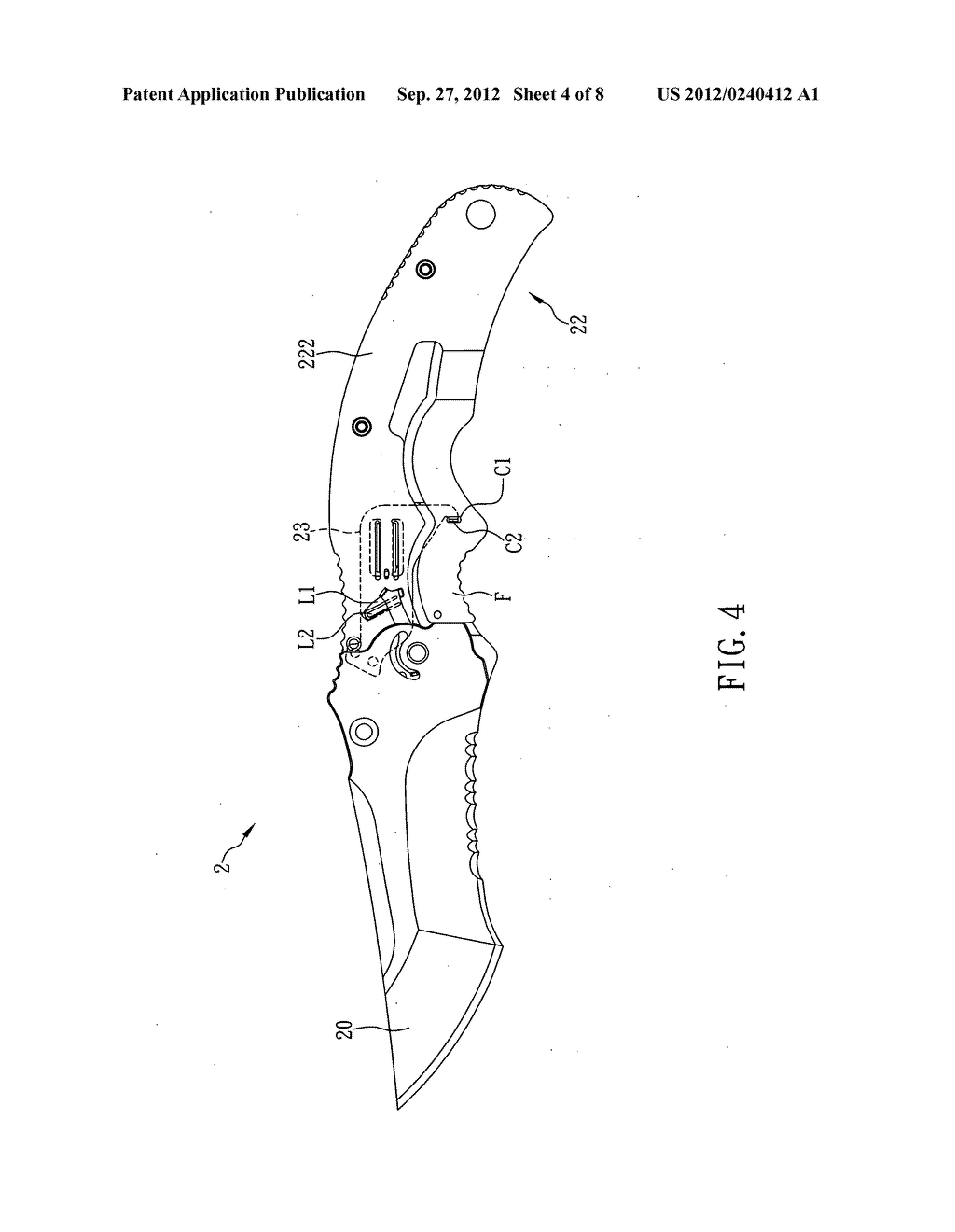 Folding knife with two-stage lock release - diagram, schematic, and image 05