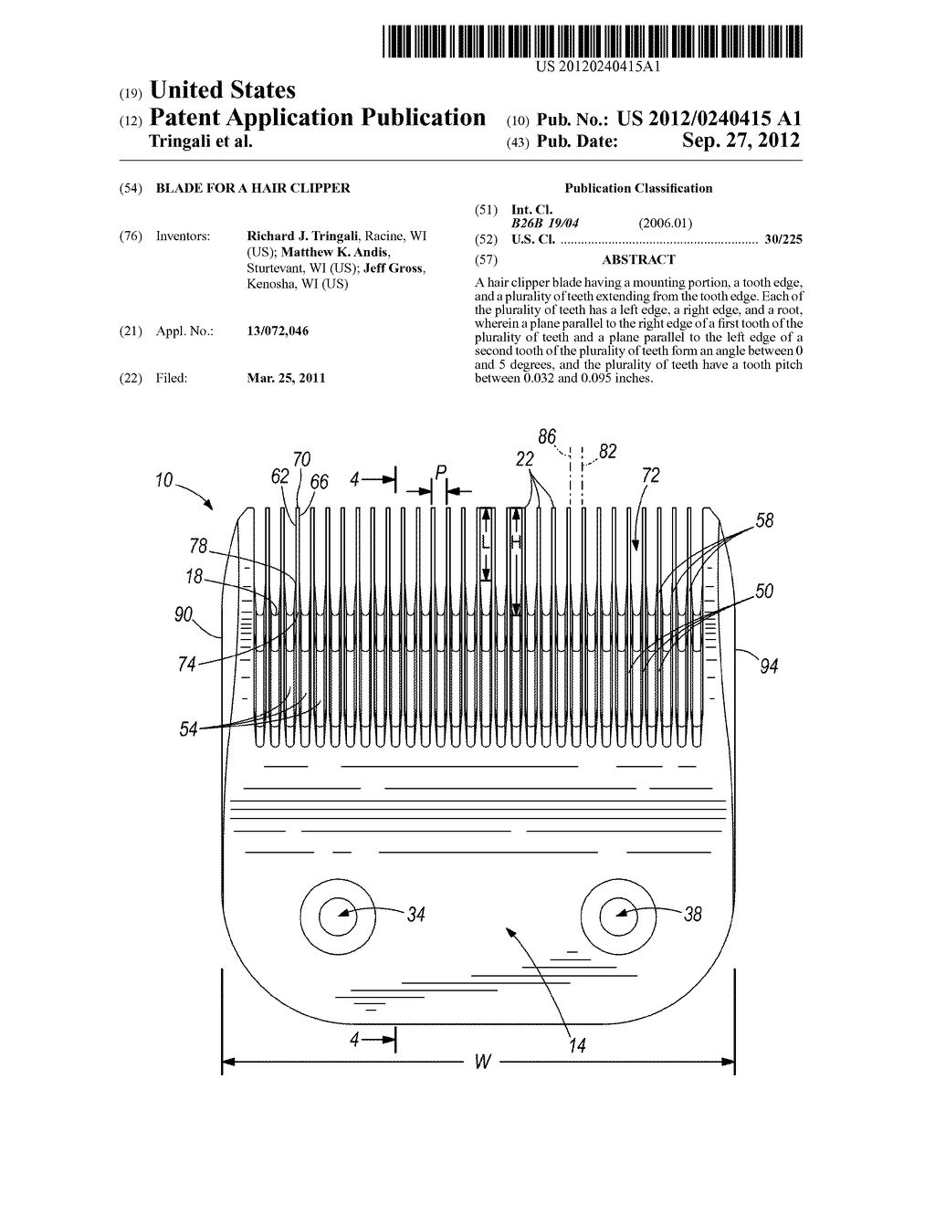 BLADE FOR A HAIR CLIPPER - diagram, schematic, and image 01