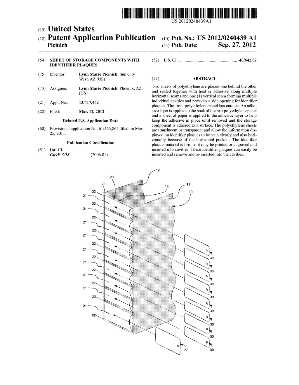 Sheet of Storage Components with Identifier Plaques - diagram, schematic, and image 01