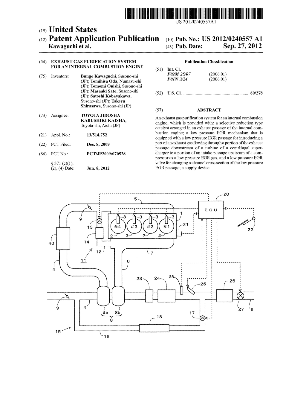 EXHAUST GAS PURIFICATION SYSTEM FOR AN INTERNAL COMBUSTION ENGINE - diagram, schematic, and image 01