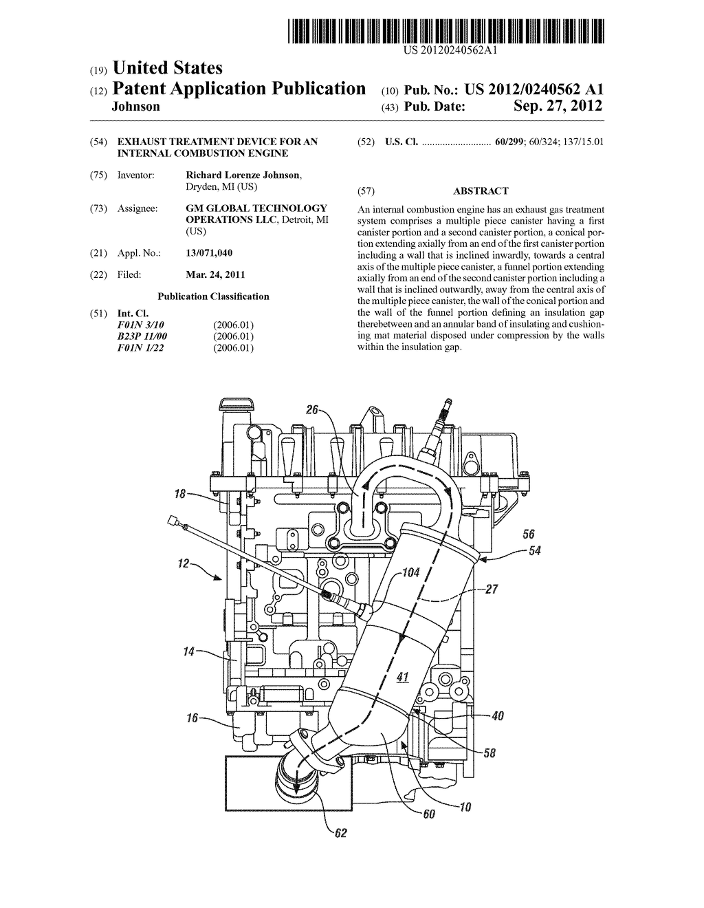 Exhaust Treatment Device for an Internal Combustion Engine - diagram, schematic, and image 01