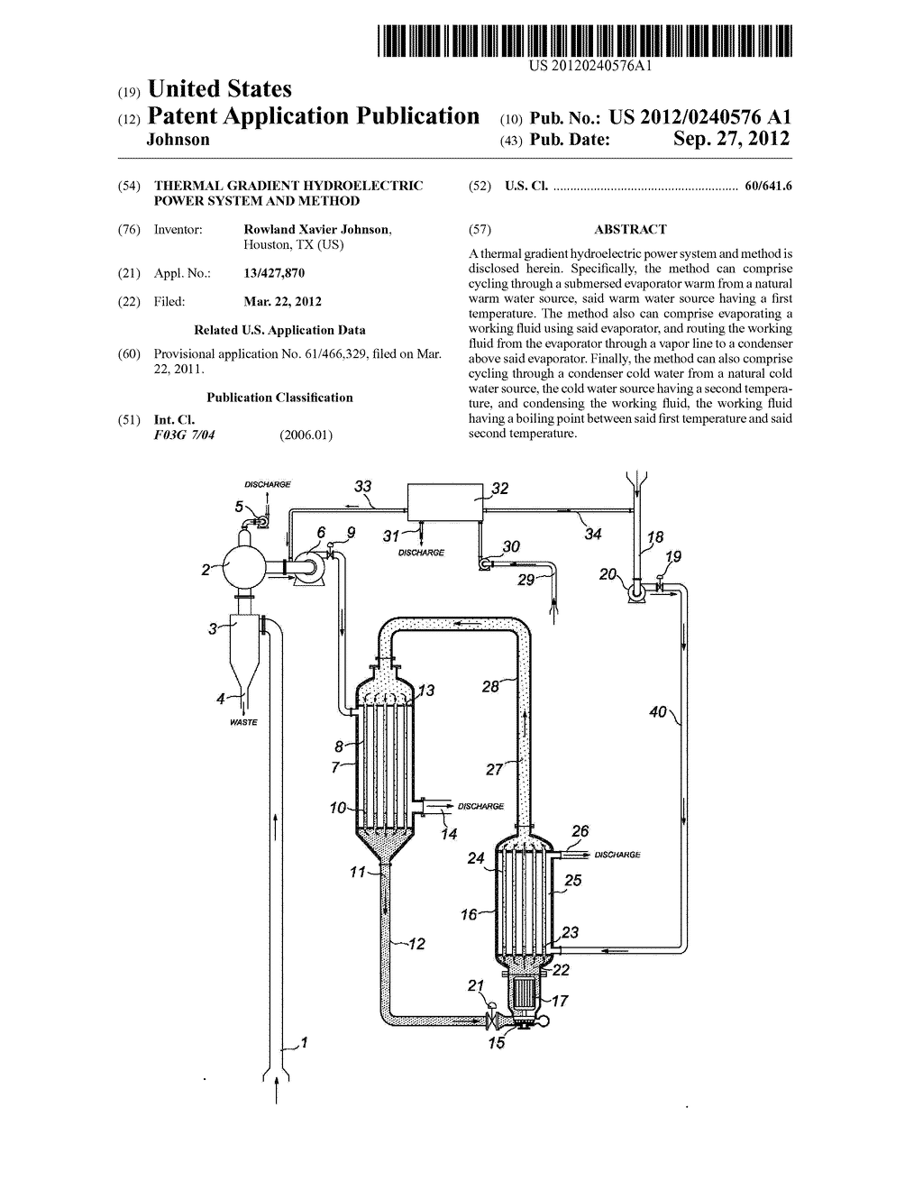 Thermal Gradient Hydroelectric Power System and Method - diagram, schematic, and image 01