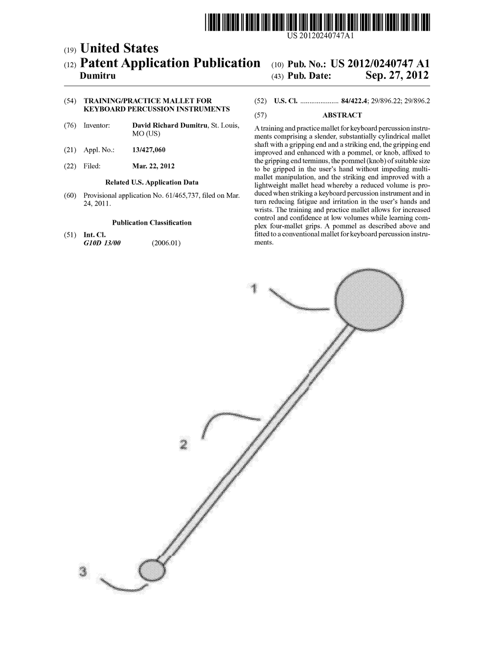 Training/Practice Mallet for Keyboard Percussion Instruments - diagram, schematic, and image 01