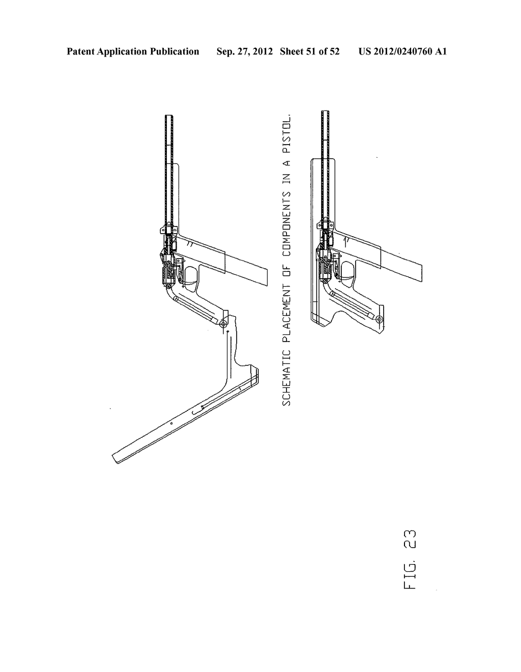 Firearm having an articulated bolt train with transversally displacing     firing mechanism, delay blowback breech opening, and recoil damper - diagram, schematic, and image 52