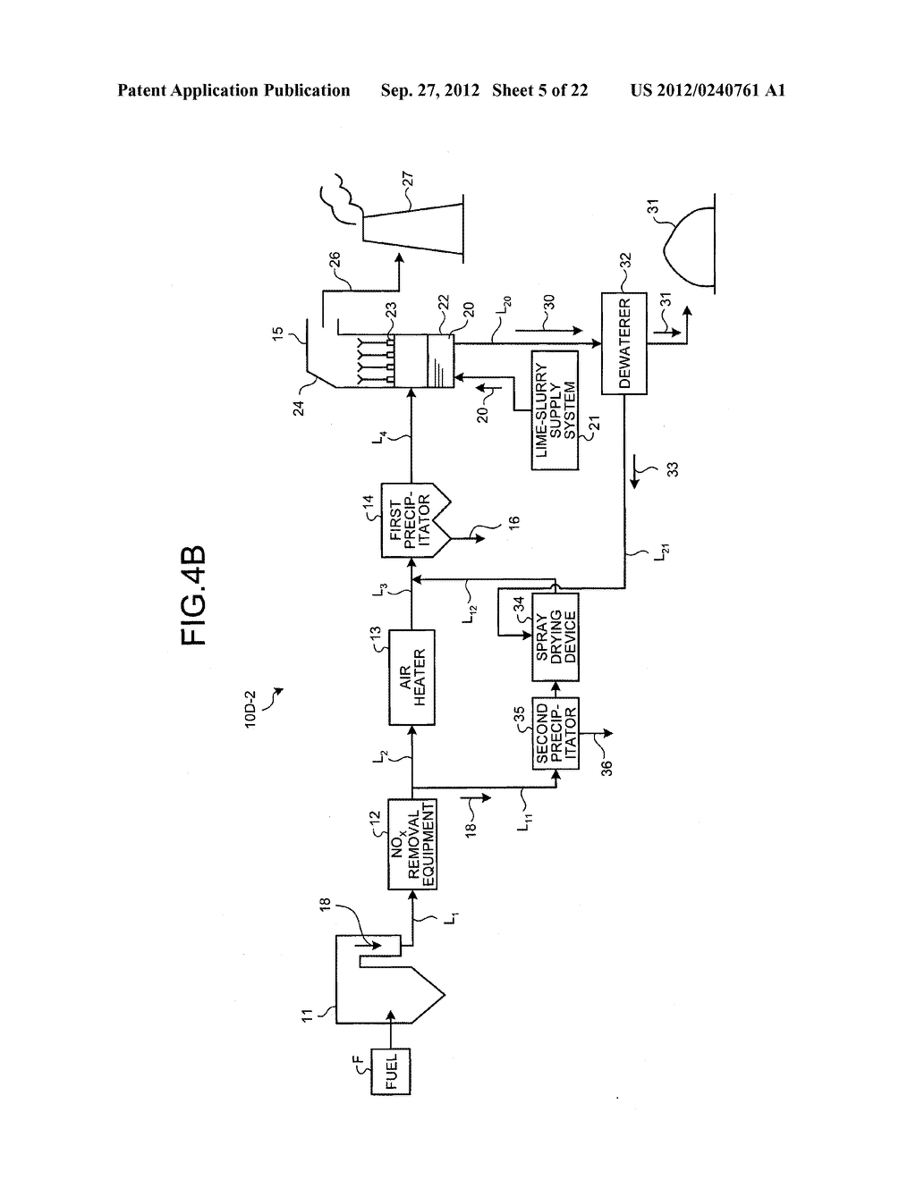 AIR POLLUTION CONTROL SYSTEM AND AIR POLLUTION CONTROL METHOD, SPRAY     DRYING DEVICE OF DEWATERING FILTRATION FLUID FROM DESULFURIZATION     DISCHARGED WATER, AND METHOD THEREOF - diagram, schematic, and image 06