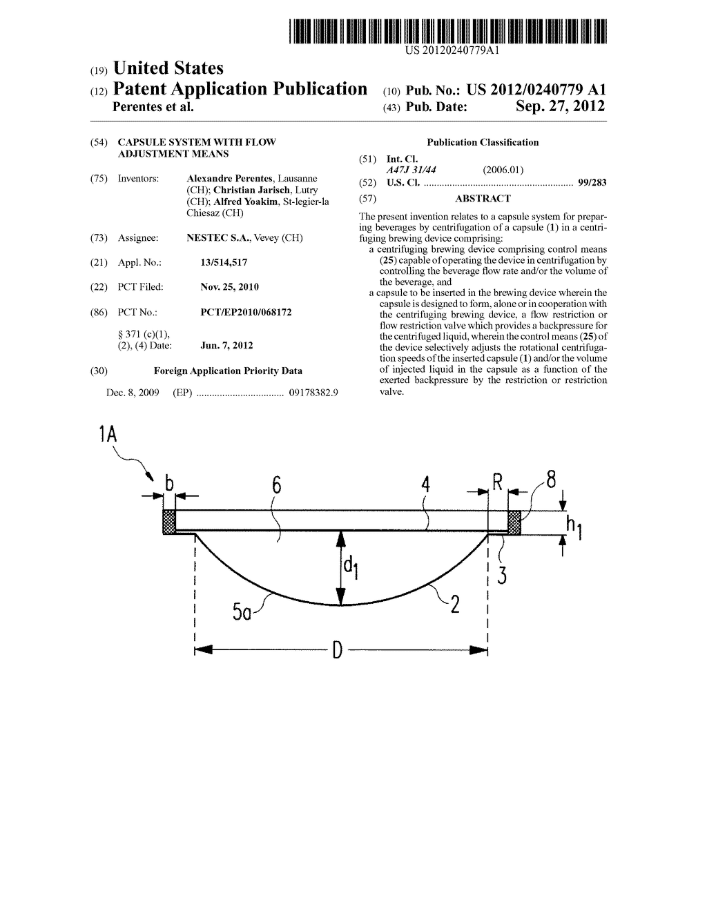 CAPSULE SYSTEM WITH FLOW ADJUSTMENT MEANS - diagram, schematic, and image 01