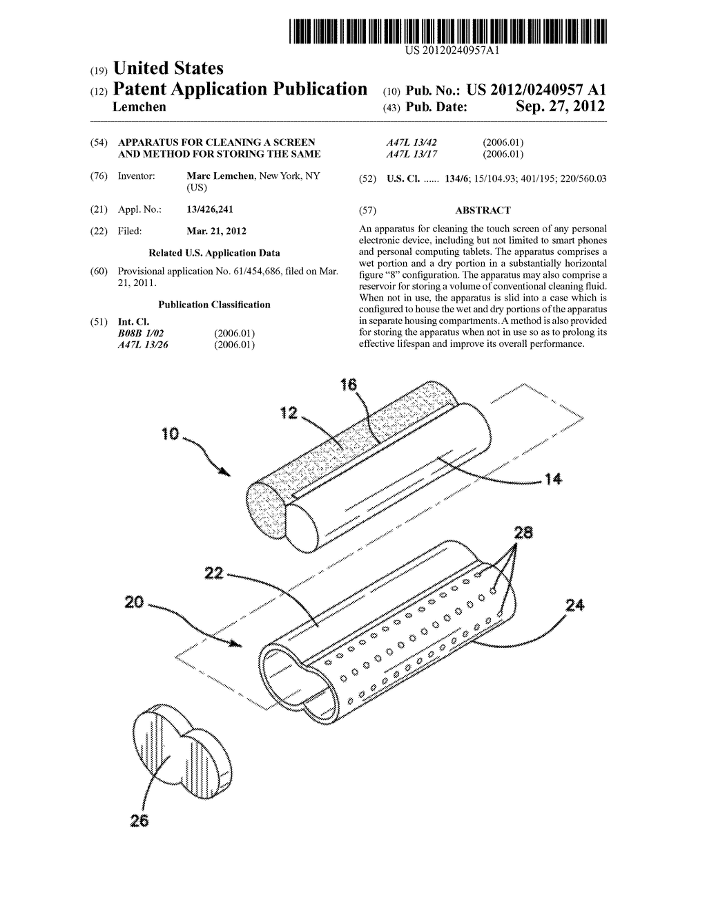 Apparatus for Cleaning a Screen and Method for Storing the Same - diagram, schematic, and image 01