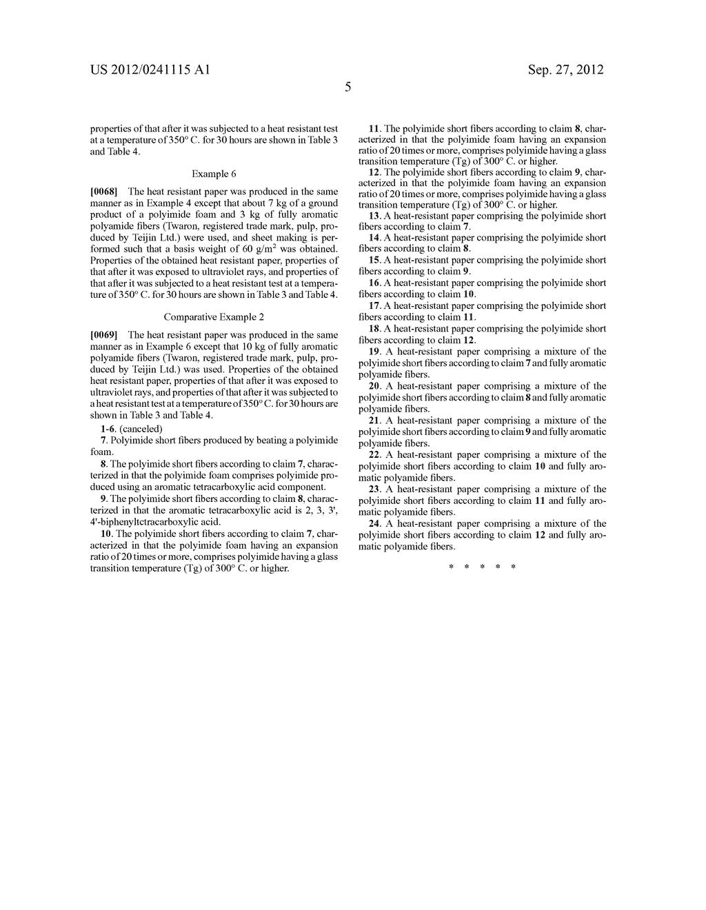 POLYIMIDE SHORT FIBERS AND HEAT-RESISTANT PAPER COMPRISING SAME - diagram, schematic, and image 07