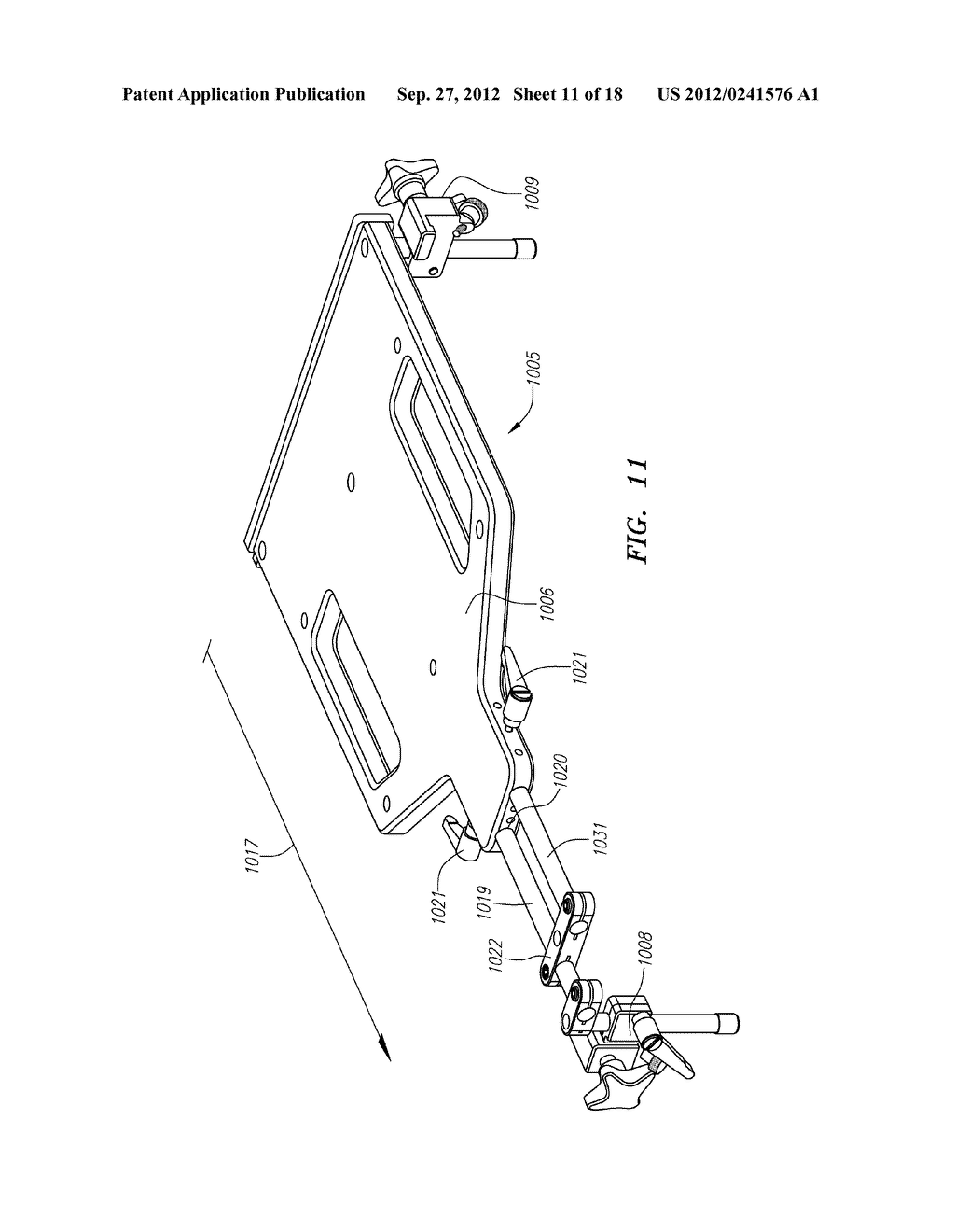 MOUNTING SUPPORT ASSEMBLY FOR SUSPENDING A MEDICAL INSTRUMENT DRIVER ABOVE     AN OPERATING TABLE - diagram, schematic, and image 12