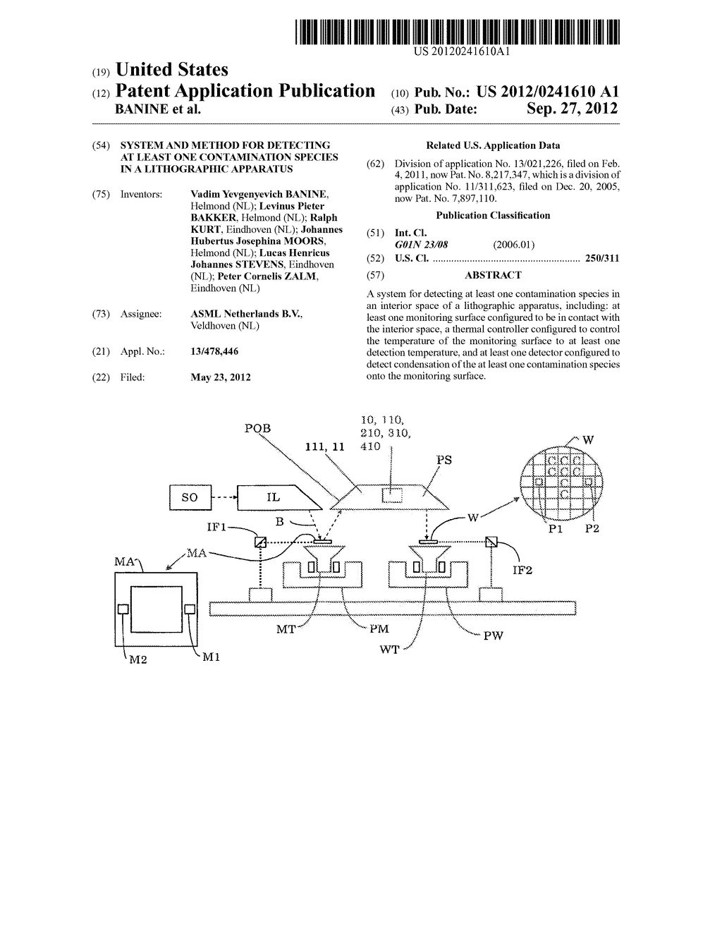 System and Method for Detecting at Least One Contamination Species in a     Lithographic Apparatus - diagram, schematic, and image 01