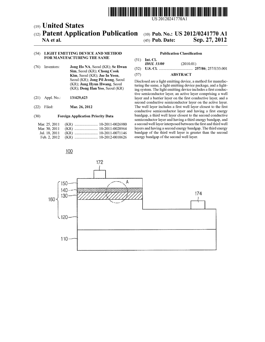 LIGHT EMITTING DEVICE AND METHOD FOR MANUFACTURING THE SAME - diagram, schematic, and image 01