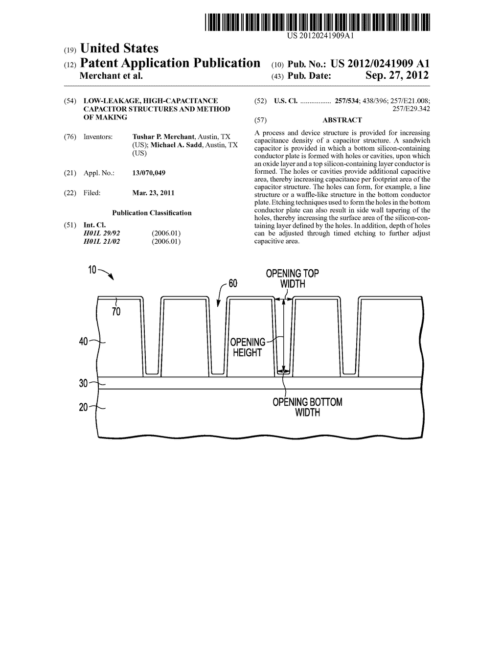 Low-Leakage, High-Capacitance Capacitor Structures and Method of Making - diagram, schematic, and image 01