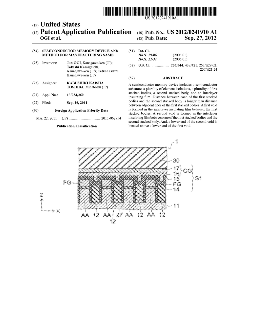 SEMICONDUCTOR MEMORY DEVICE AND METHOD FOR MANUFACTURING SAME - diagram, schematic, and image 01