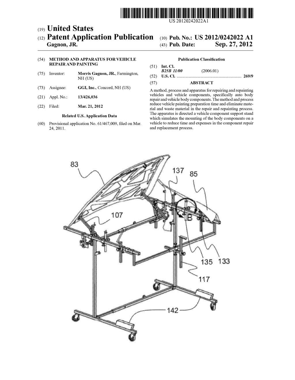 METHOD AND APPARATUS FOR VEHICLE REPAIR AND PAINTING - diagram, schematic, and image 01