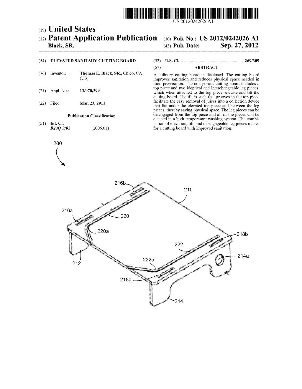 ELEVATED SANITARY CUTTING BOARD - diagram, schematic, and image 01