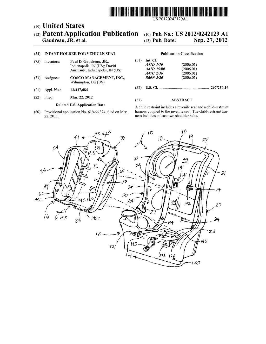 INFANT HOLDER FOR VEHICLE SEAT - diagram, schematic, and image 01