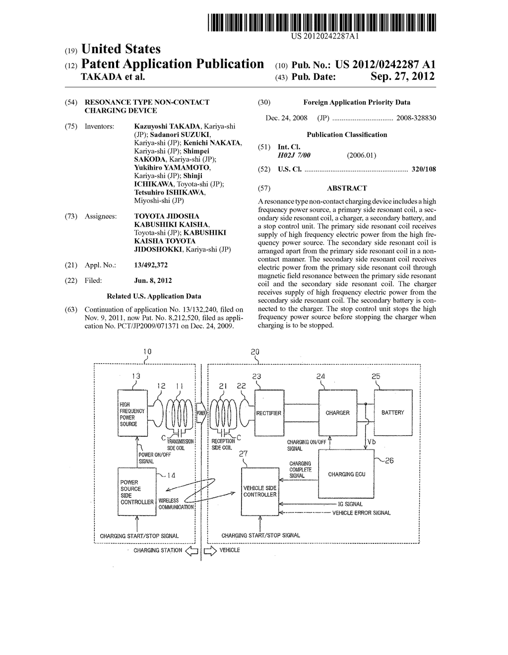 RESONANCE TYPE NON-CONTACT CHARGING DEVICE - diagram, schematic, and image 01