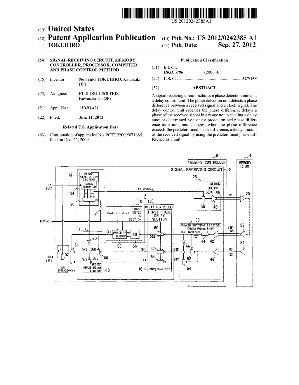 SIGNAL RECEIVING CIRCUIT, MEMORY CONTROLLER, PROCESSOR, COMPUTER, AND     PHASE CONTROL METHOD - diagram, schematic, and image 01