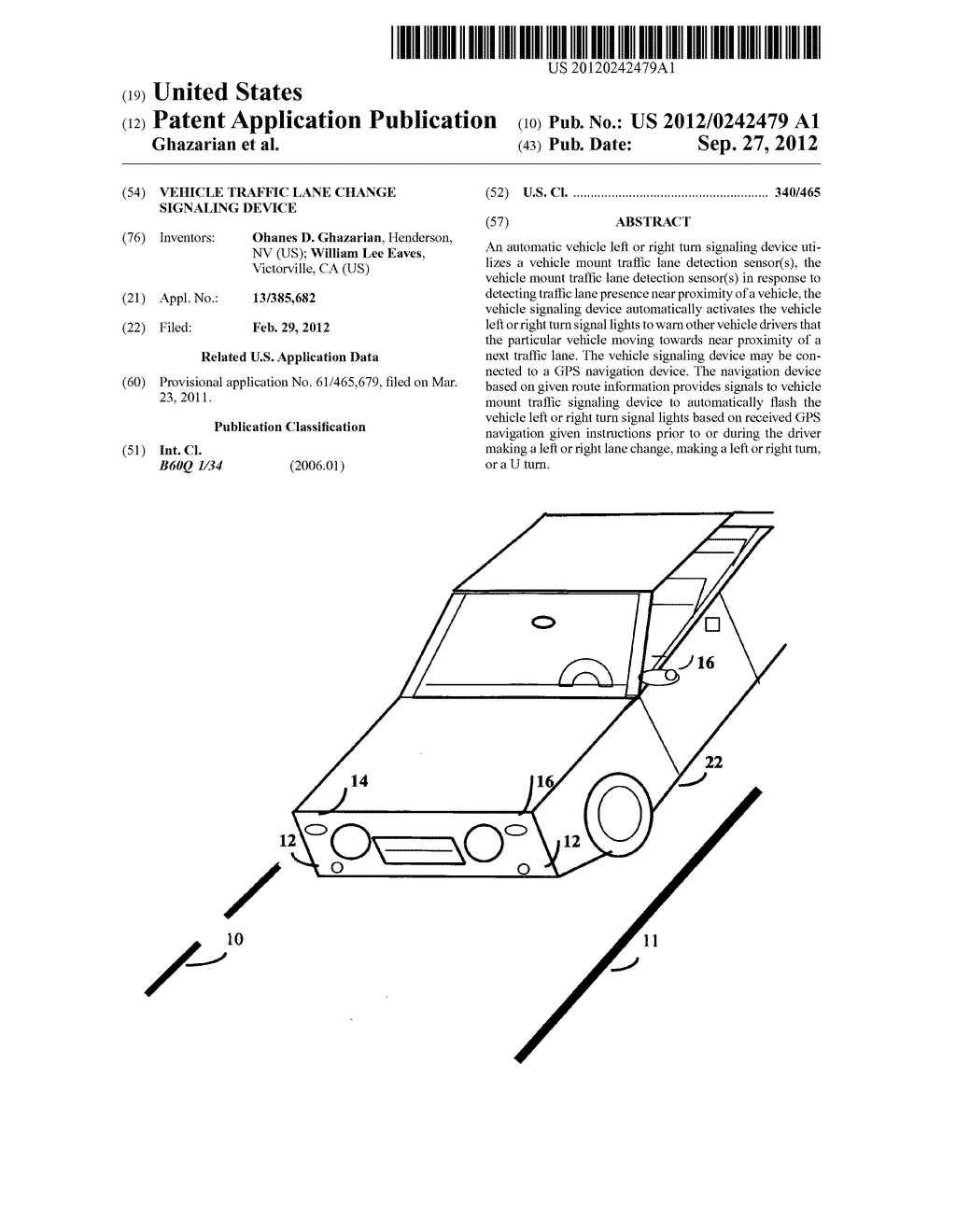 Vehicle traffic lane change signaling device - diagram, schematic, and image 01